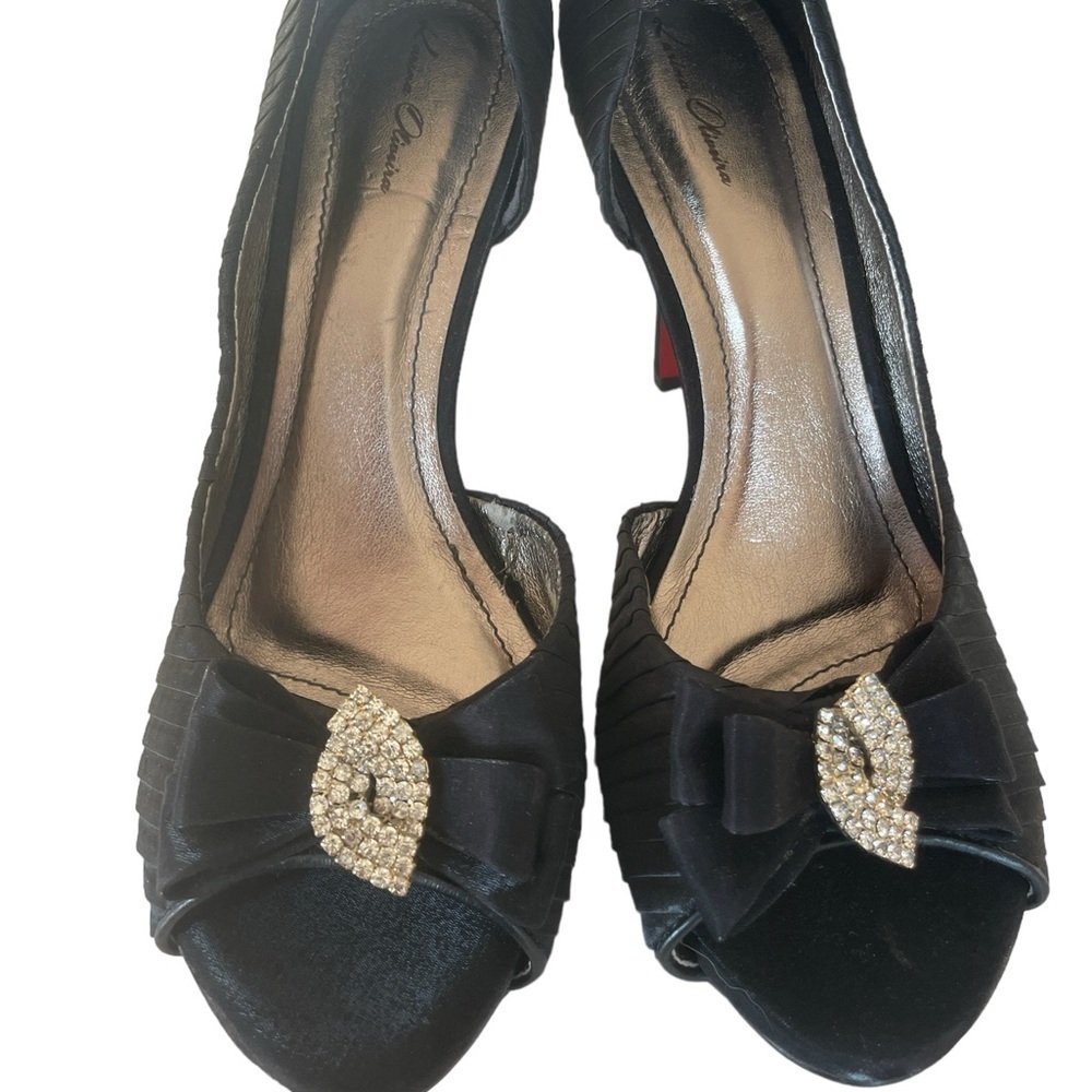 Karina Oliveira Black Diamond Heels Size 10 Pumps Evening Wear Wedding Formal